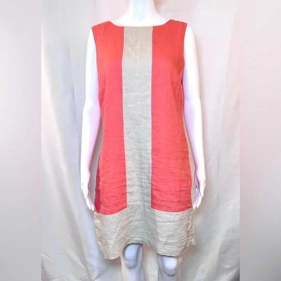 Kenar Dresses | Kenar Linen Shirt Dress Pink Colorblock Womens Size 8 | Color: Pink | Size: 8 | Shoplicitystore's Closet